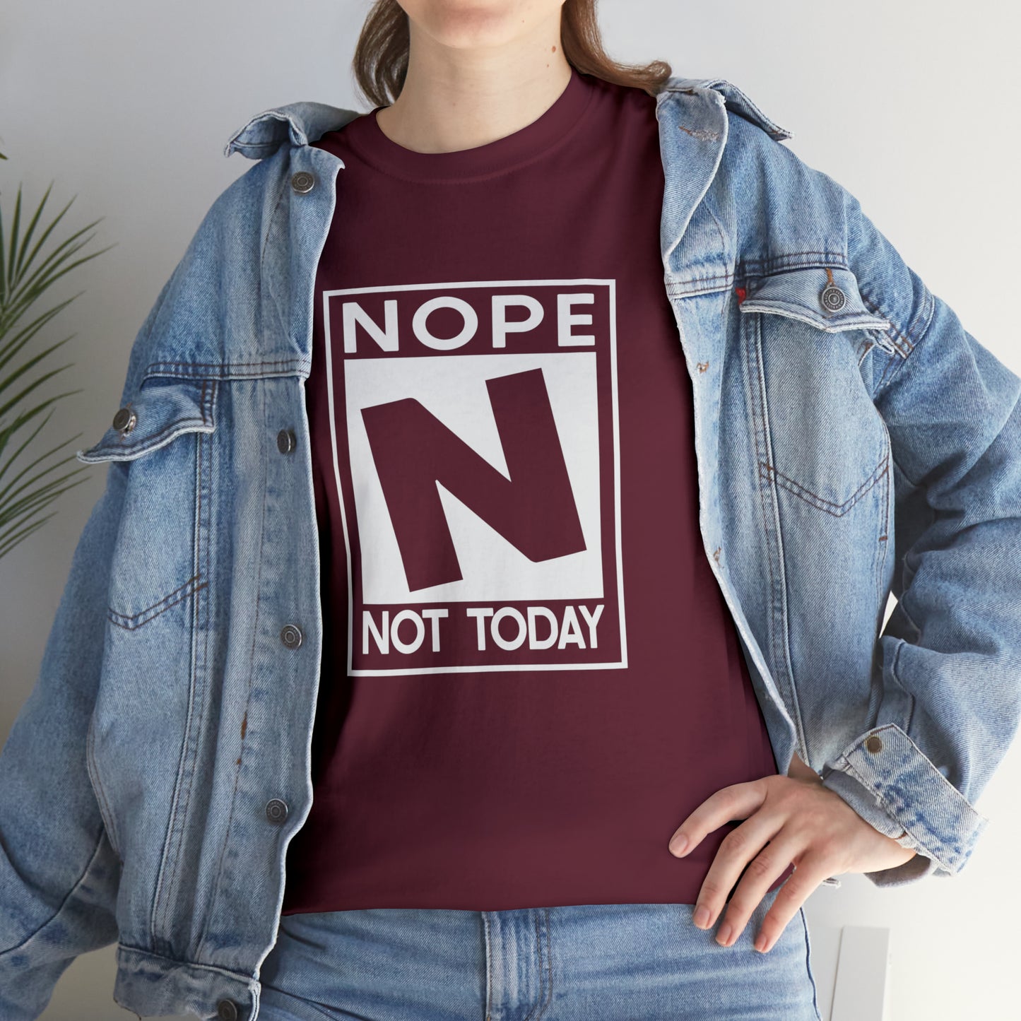 Nope Not Today rated N Unisex Heavy Cotton Tee - Wht Print