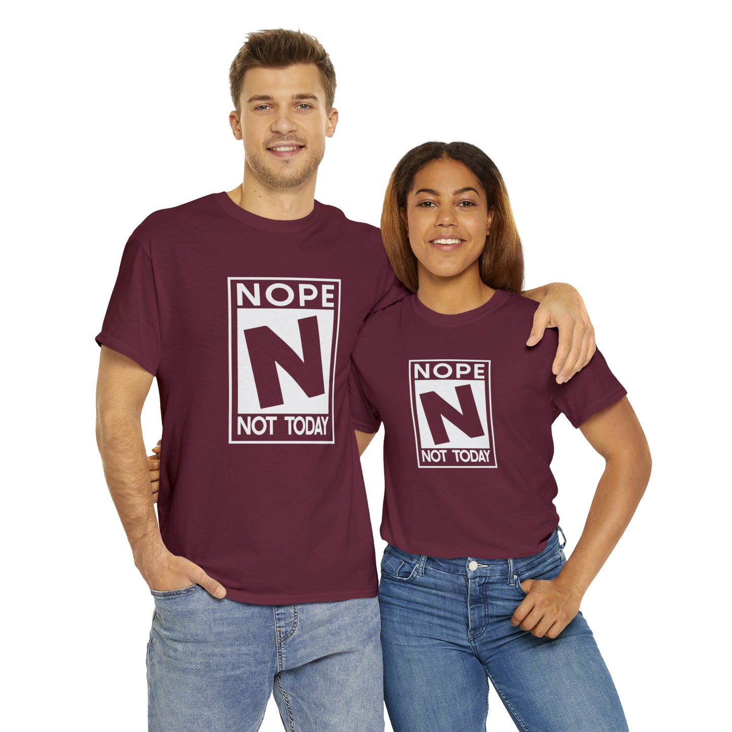 Nope Not Today rated N Unisex Heavy Cotton Tee - Wht Print