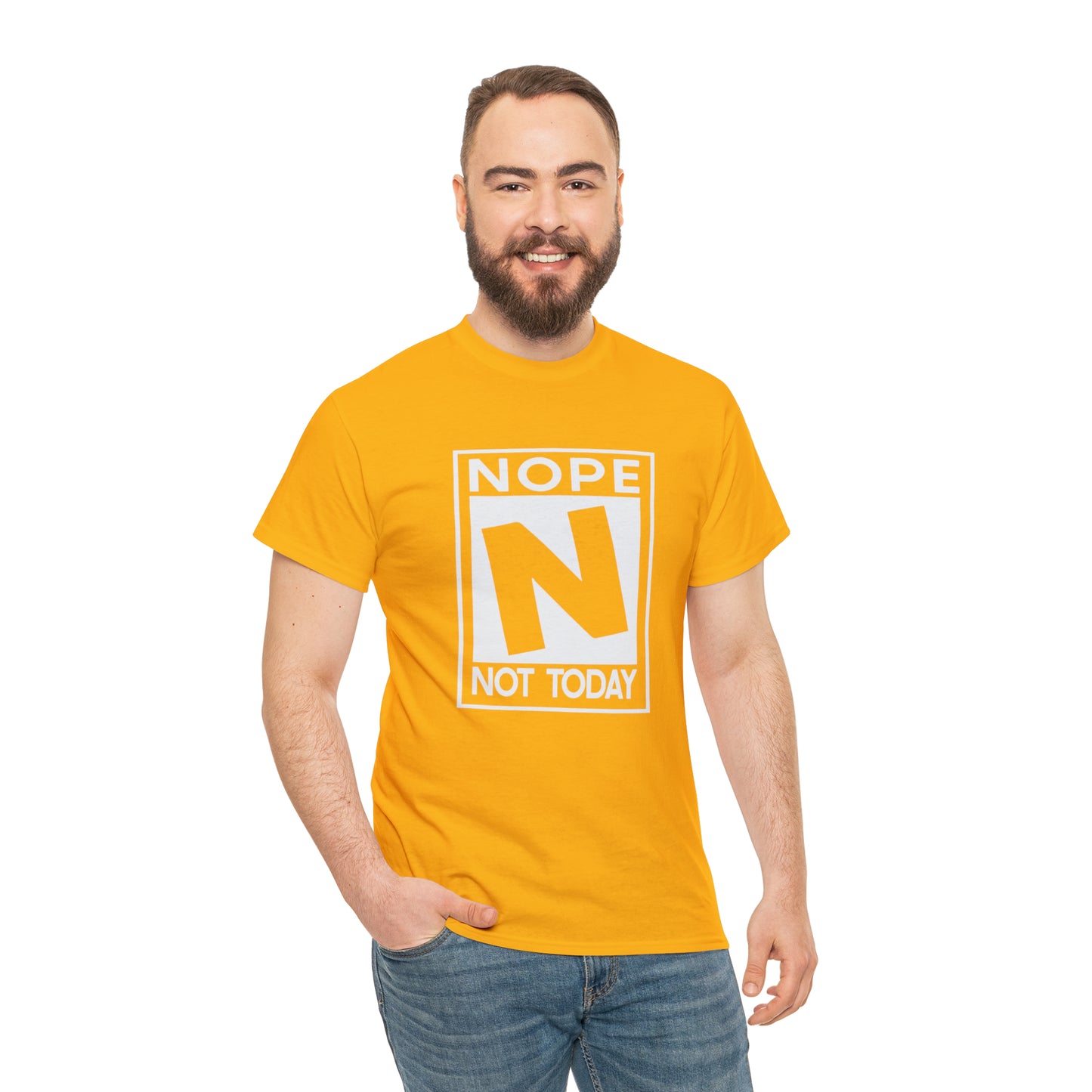 Nope Not Today rated N Unisex Heavy Cotton Tee - Wht Print