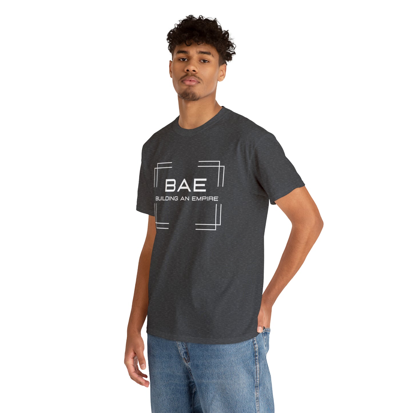 BAE Building An Empire Unisex Heavy Cotton Tee -White Silver Letters - Square