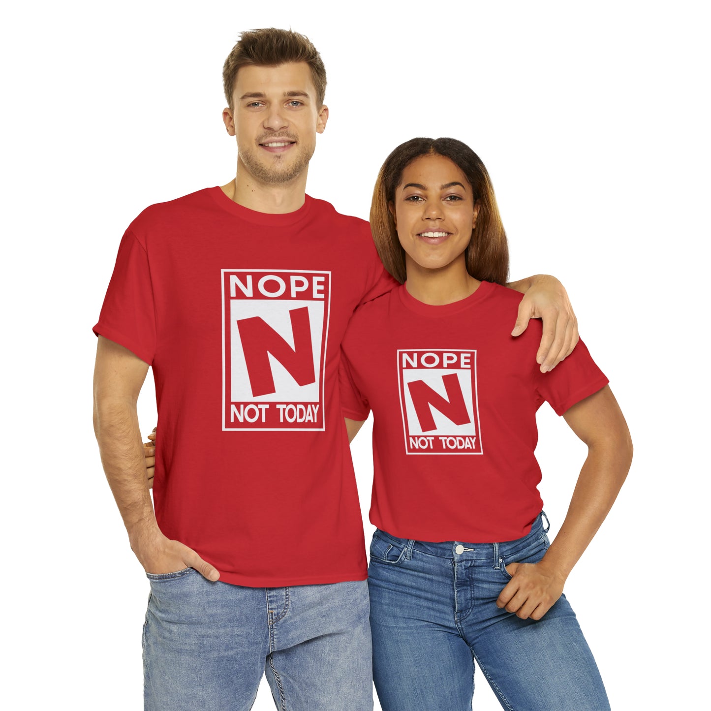 Nope Not Today rated N Unisex Heavy Cotton Tee - Wht Print