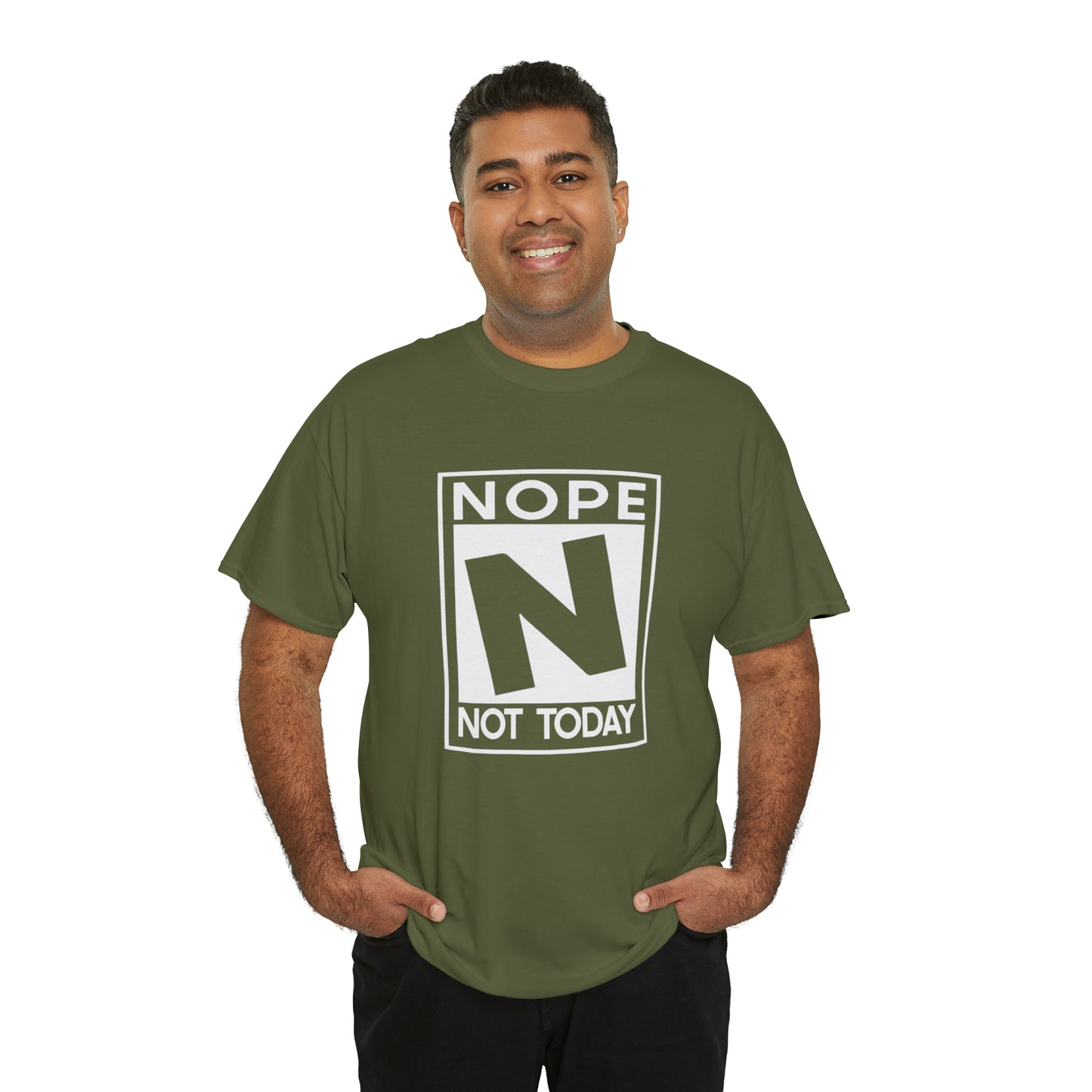 Nope Not Today rated N Unisex Heavy Cotton Tee - Wht Print