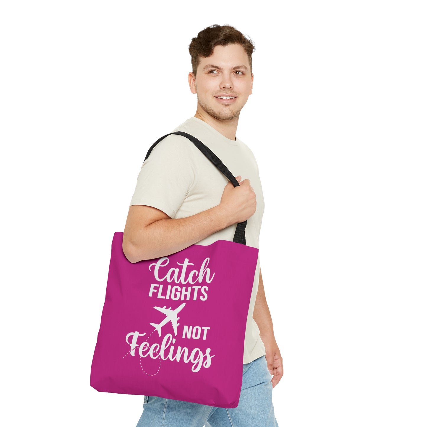 Catch Flights Not Feelings Tote Bag - Hot Pink