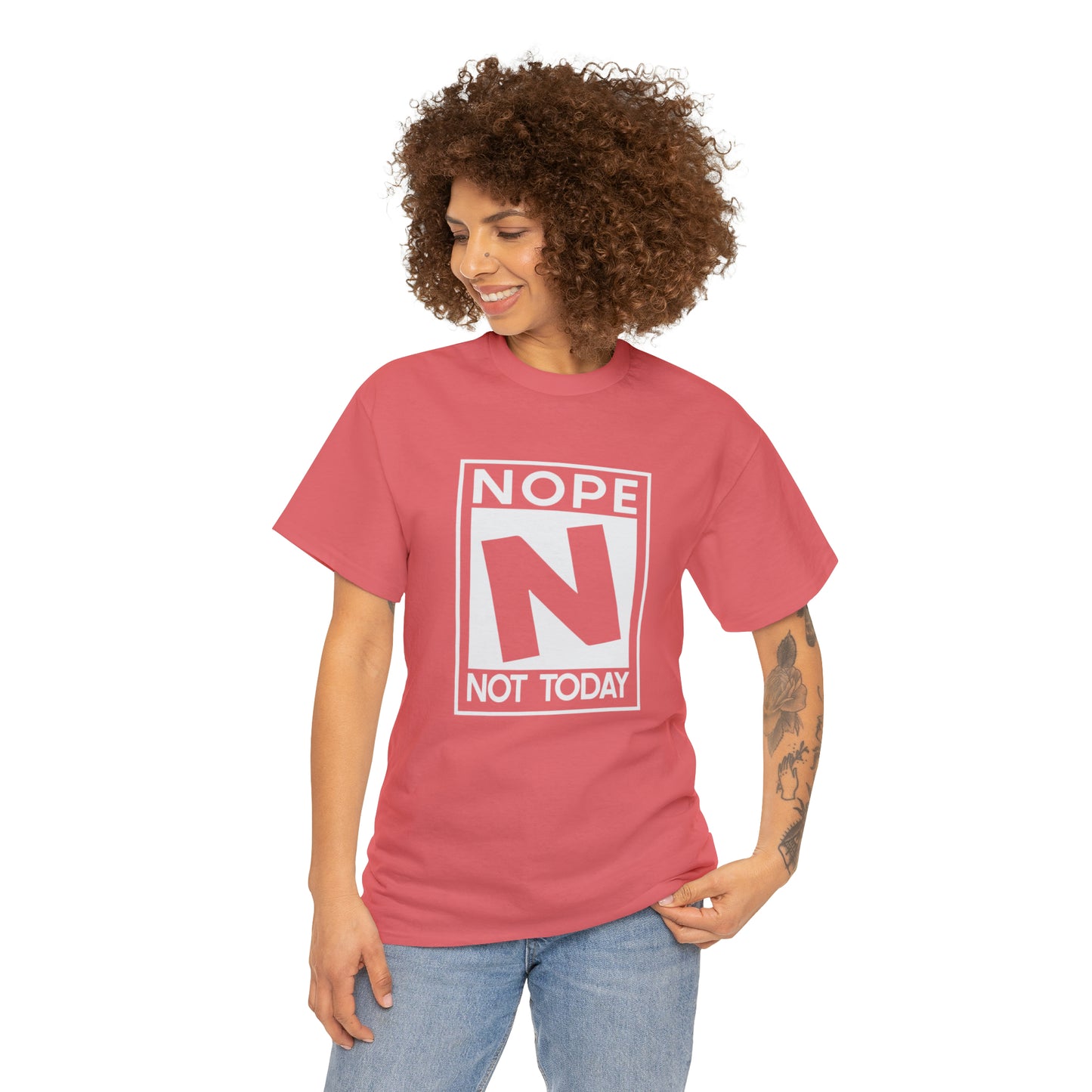 Nope Not Today rated N Unisex Heavy Cotton Tee - Wht Print