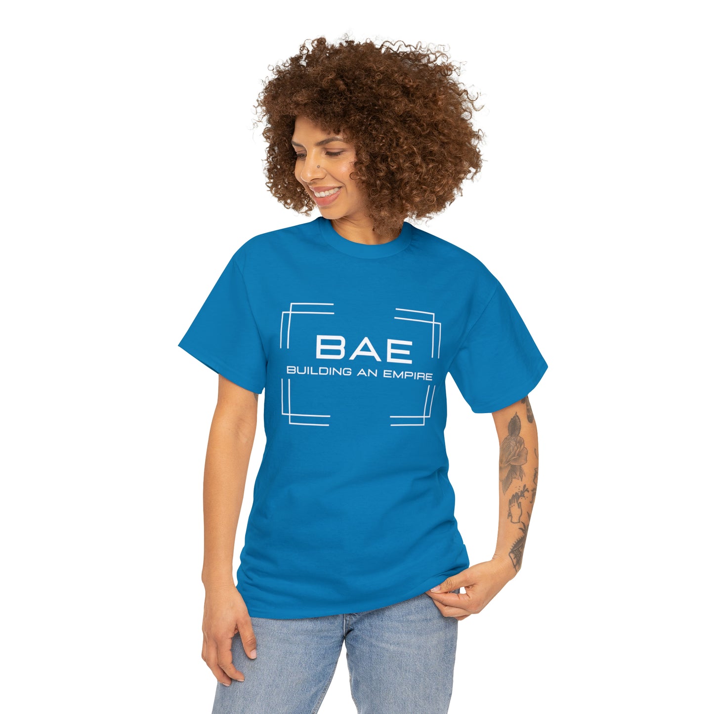 BAE Building An Empire Unisex Heavy Cotton Tee -White Silver Letters - Square