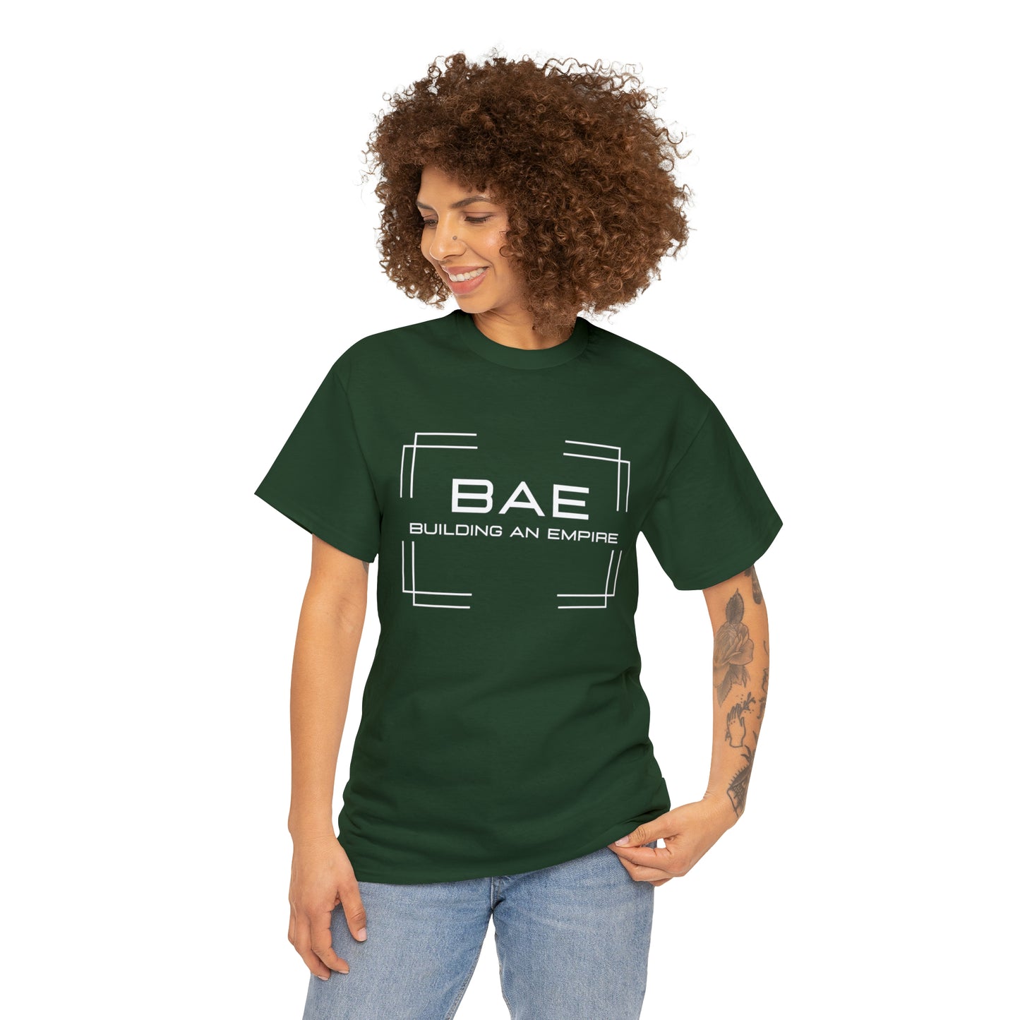 BAE Building An Empire Unisex Heavy Cotton Tee -White Silver Letters - Square