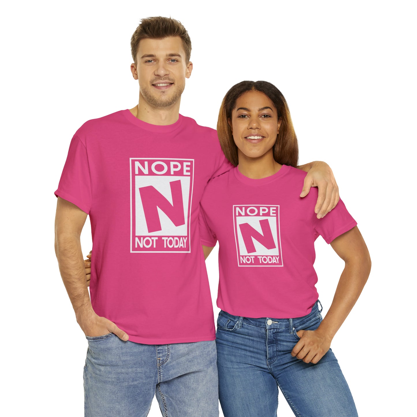 Nope Not Today rated N Unisex Heavy Cotton Tee - Wht Print